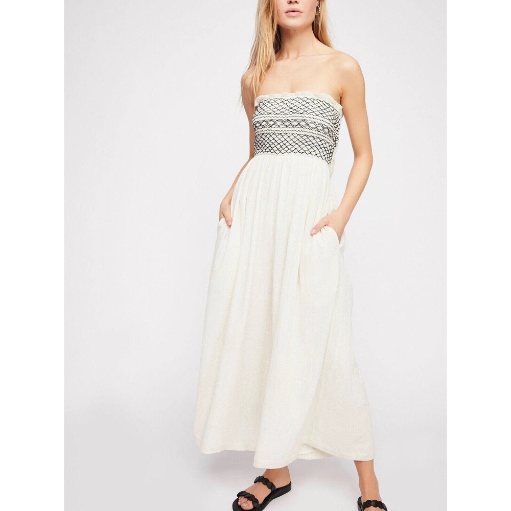 Free People Carmen Convertible One-piece Jumpsuit Women Sz S Ivory Boho Wide